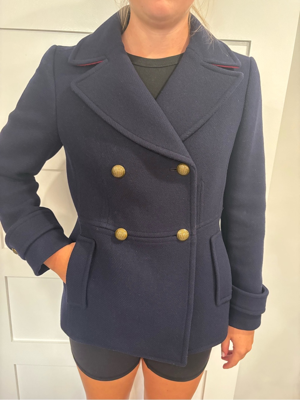 Talbots Double-Breasted Navy Wool Peacoat